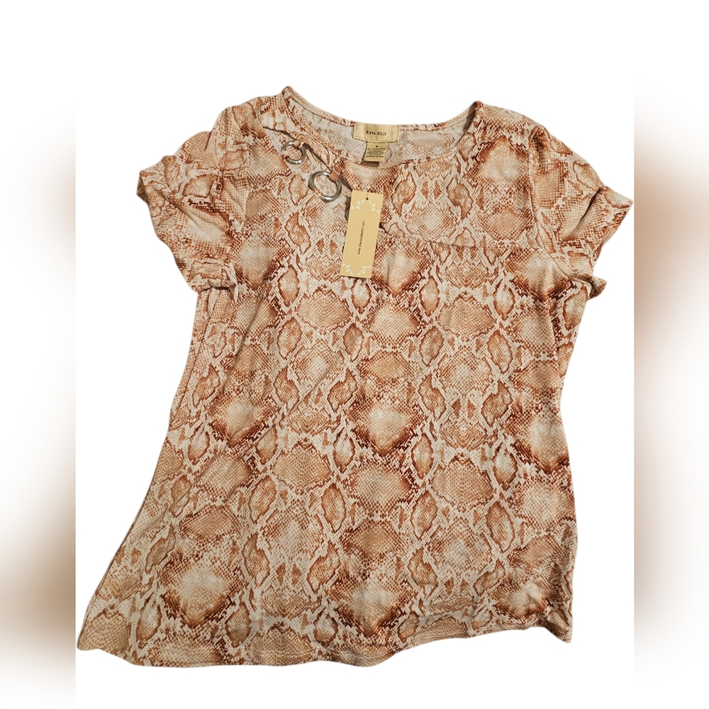 Diana Belle NY Beige & Brown Snake Print Tee
